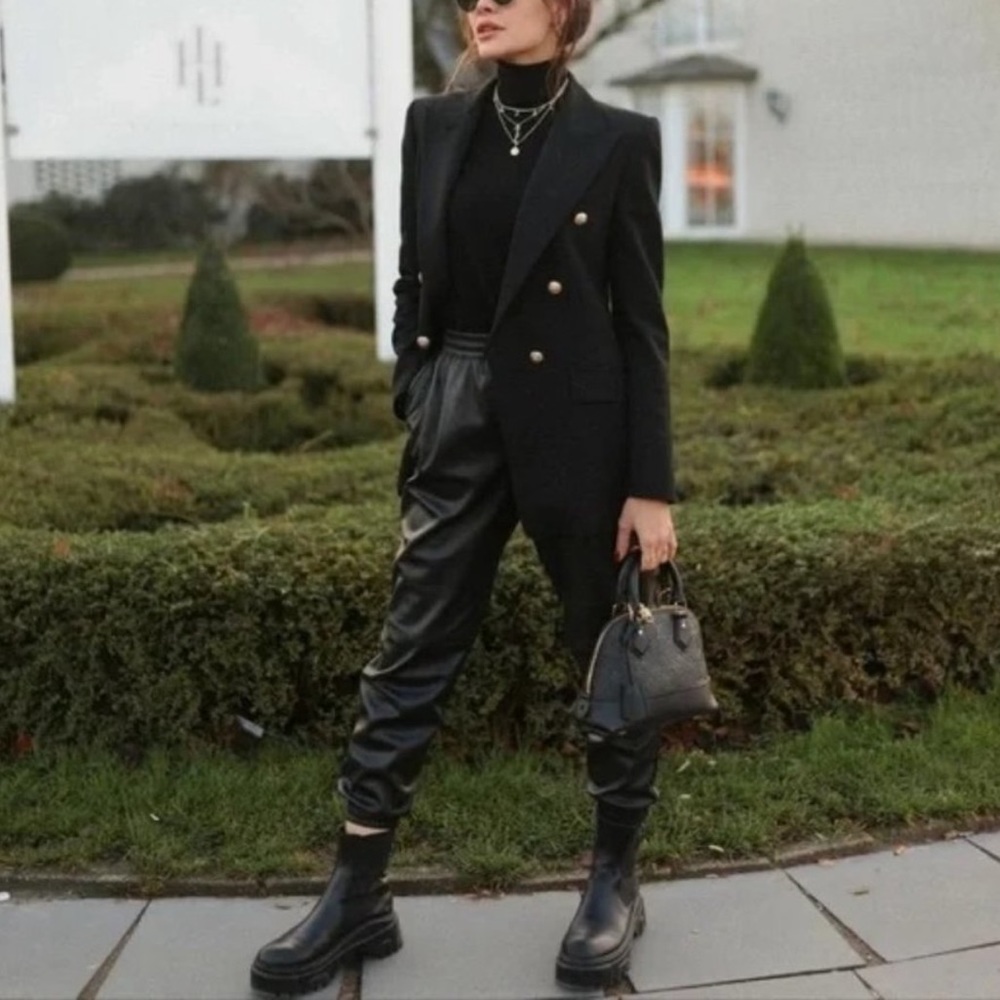 Zara faux leather joggers